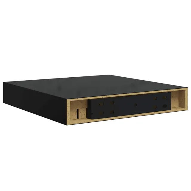 Étagère murale flottante Noir brillant 23x23,5x3,8 cm MDF