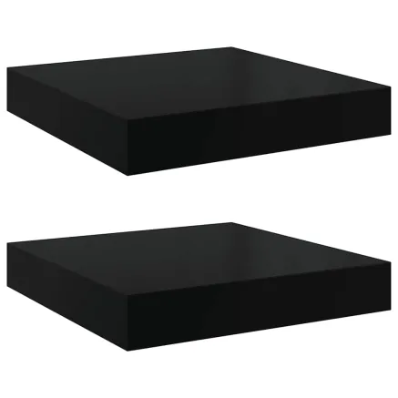 Étagère murale flottante 2 pcs Noir brillant 23x23,5x3,8 cm MDF 2