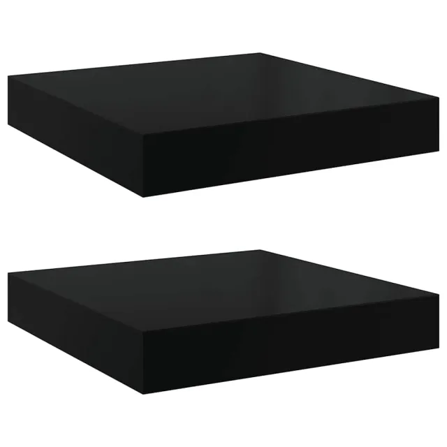 Étagère murale flottante 2 pcs Noir brillant 23x23,5x3,8 cm MDF