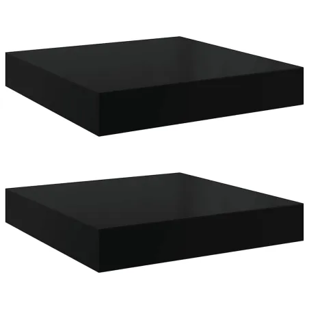 Étagère murale flottante 2 pcs Noir brillant 23x23,5x3,8 cm MDF