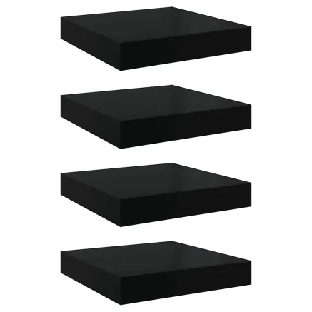 Étagère murale flottante 4 pcs Noir brillant 23x23,5x3,8 cm MDF 2
