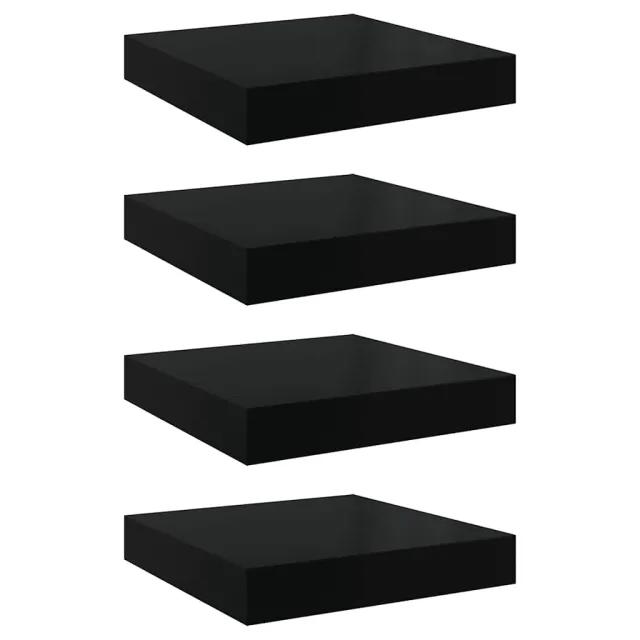 Étagère murale flottante 4 pcs Noir brillant 23x23,5x3,8 cm MDF