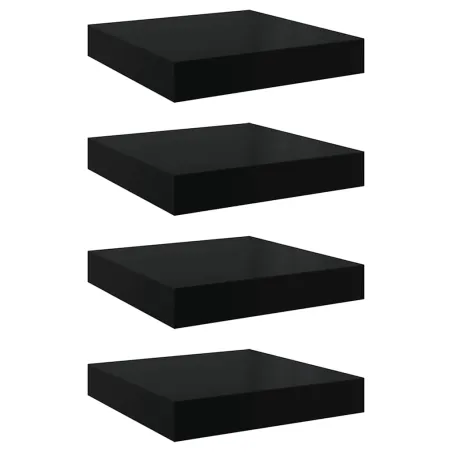 Étagère murale flottante 4 pcs Noir brillant 23x23,5x3,8 cm MDF