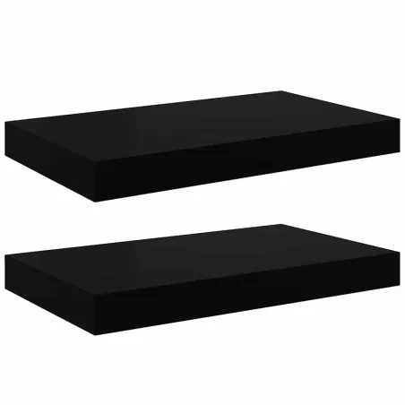 Étagère murale flottante 2 pcs Noir brillant 40x23x3,8 cm MDF