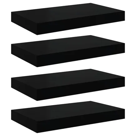 Étagère murale flottante 4 pcs Noir brillant 40x23x3,8 cm MDF 2