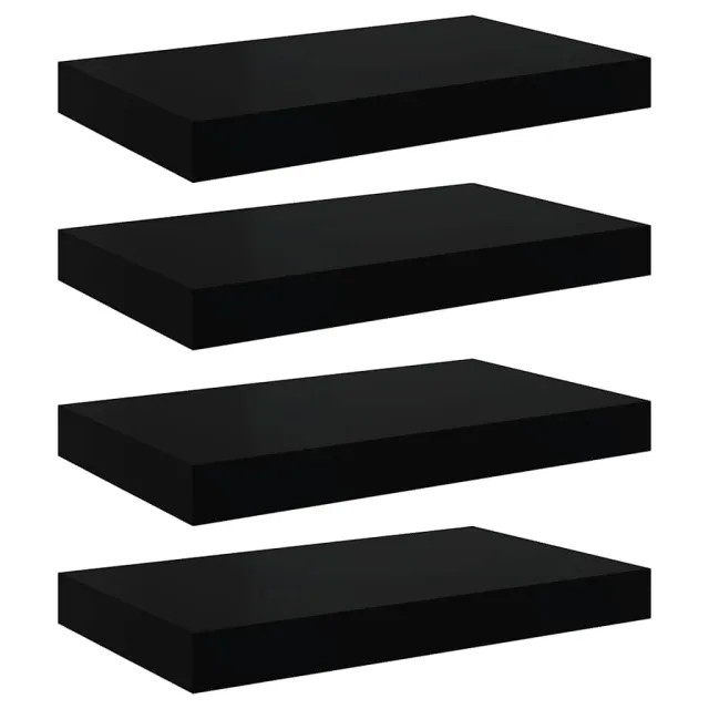 Étagère murale flottante 4 pcs Noir brillant 40x23x3,8 cm MDF