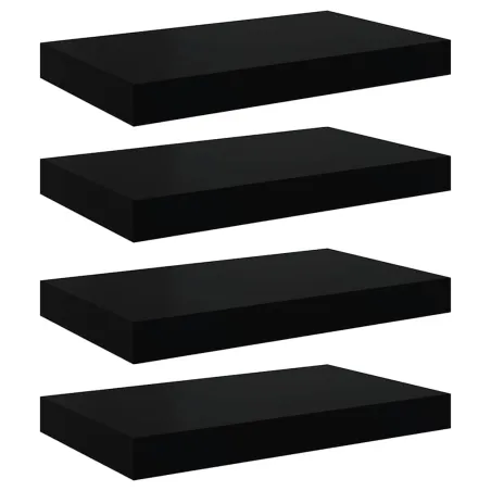Étagère murale flottante 4 pcs Noir brillant 40x23x3,8 cm MDF