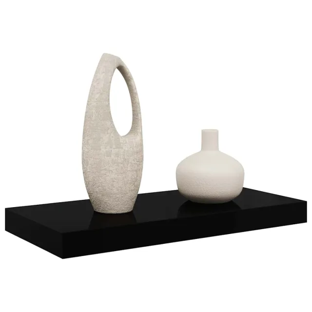 Étagère murale flottante Noir brillant 50x23x3,8 cm MDF