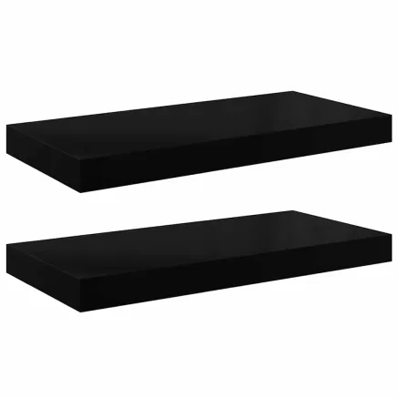 Étagère murale flottante 2 pcs Noir brillant 50x23x3,8 cm MDF 2