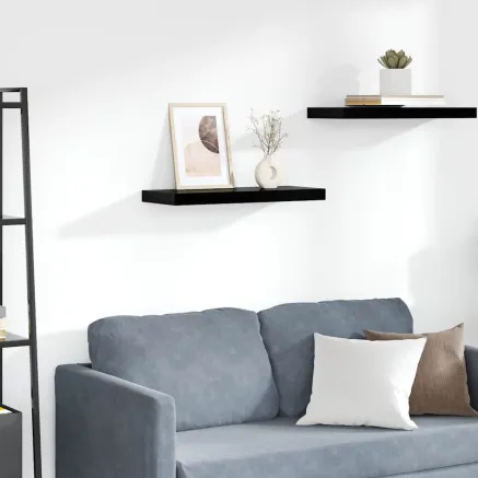 Étagère murale flottante Noir brillant 60x23,5x3,8 cm MDF