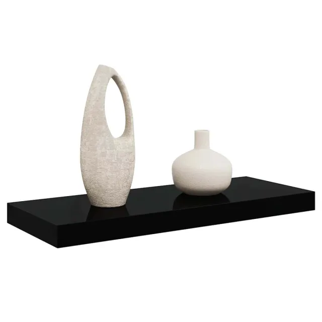 Étagère murale flottante Noir brillant 60x23,5x3,8 cm MDF