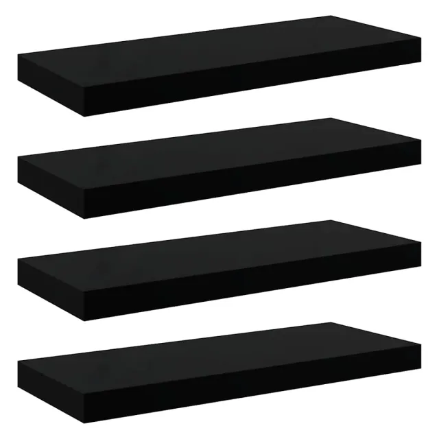 Étagère murale flottante 4 pcs Noir brillant 60x23,5x3,8 cm MDF