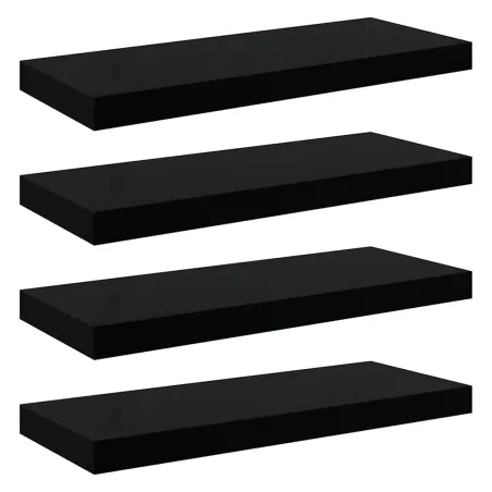Étagère murale flottante 4 pcs Noir brillant 60x23,5x3,8 cm MDF