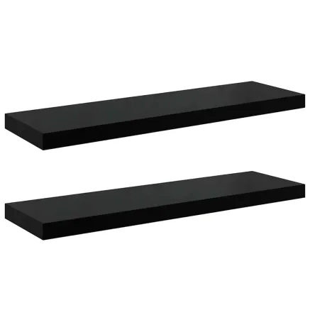 Étagère murale flottante 2 pcs Noir brillant 80x23,5x3,8 cm MDF 2