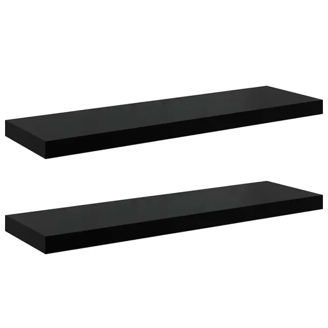 Étagère murale flottante 2 pcs Noir brillant 80x23,5x3,8 cm MDF