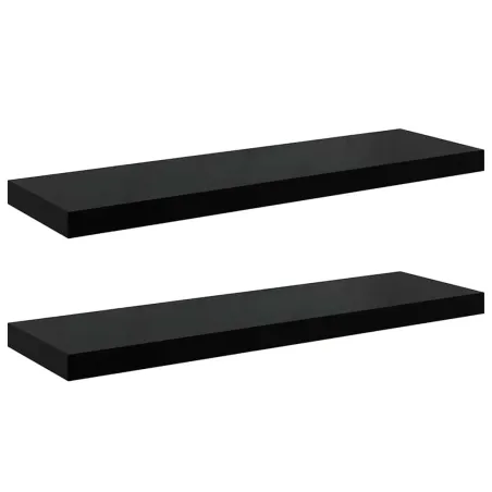Étagère murale flottante 2 pcs Noir brillant 80x23,5x3,8 cm MDF