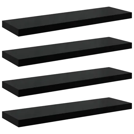 Étagère murale flottante 4 pcs Noir brillant 80x23,5x3,8 cm MDF 2