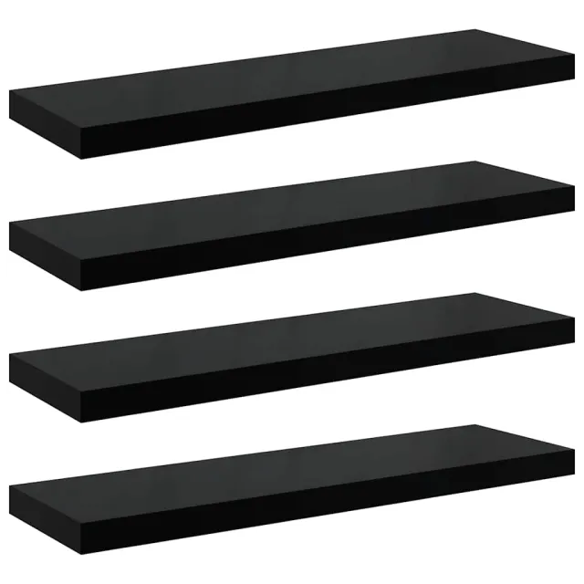 Étagère murale flottante 4 pcs Noir brillant 80x23,5x3,8 cm MDF