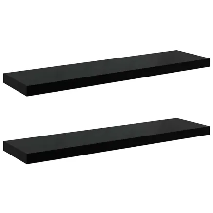 Étagère murale flottante 2 pcs Noir brillant 90x23,5x3,8 cm MDF 2