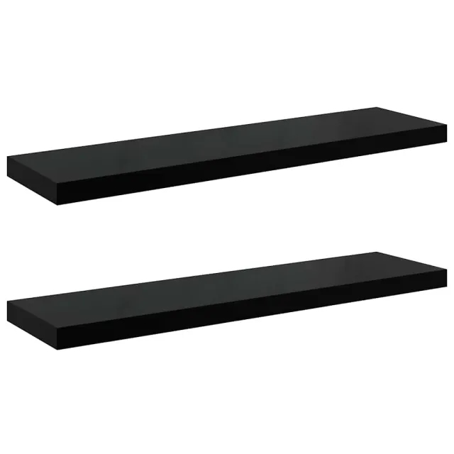 Étagère murale flottante 2 pcs Noir brillant 90x23,5x3,8 cm MDF