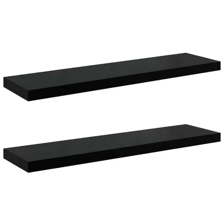 Étagère murale flottante 2 pcs Noir brillant 90x23,5x3,8 cm MDF
