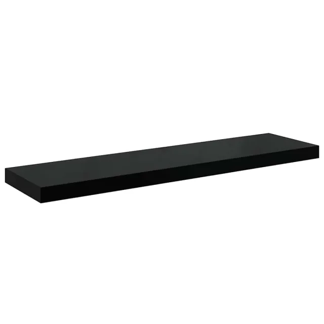 Étagère murale flottante 2 pcs Noir brillant 90x23,5x3,8 cm MDF