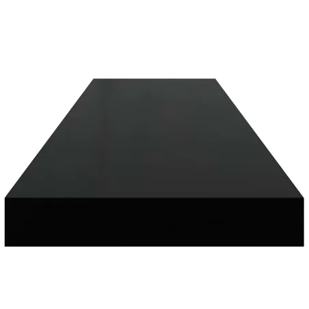 Étagère murale flottante 2 pcs Noir brillant 90x23,5x3,8 cm MDF