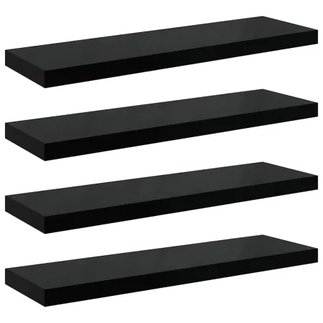 Étagère murale flottante 4 pcs Noir brillant 90x23,5x3,8 cm MDF