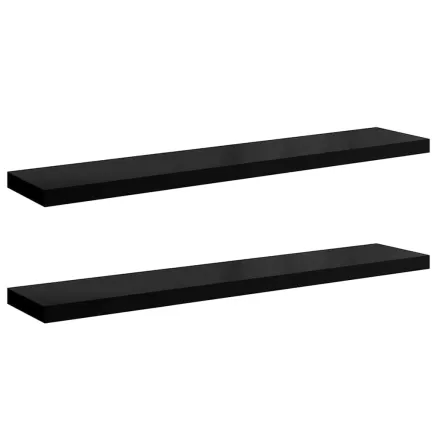 Étagère murale flottante 2 pcs Noir brillant 120x23,5x3,8cm MDF 2