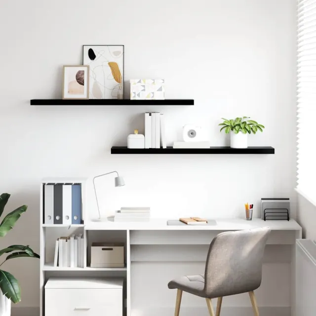 Étagère murale flottante 2 pcs Noir brillant 120x23,5x3,8cm MDF