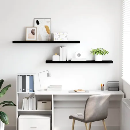 Étagère murale flottante 2 pcs Noir brillant 120x23,5x3,8cm MDF