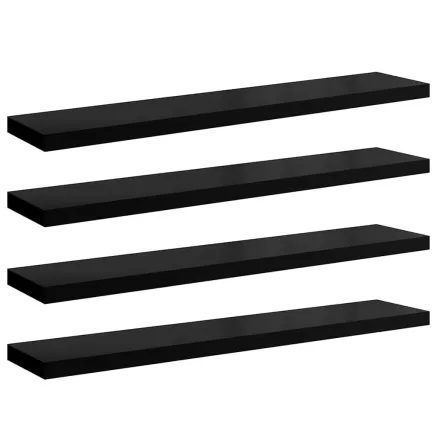 Étagère murale flottante 4 pcs Noir brillant 120x23,5x3,8cm MDF 2