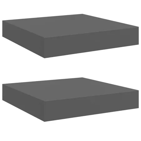 Étagère murale flottante 2 pcs Gris brillant 23x23,5x3,8 cm MDF