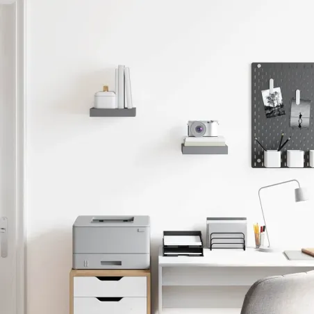 Étagère murale flottante 2 pcs Gris brillant 23x23,5x3,8 cm MDF