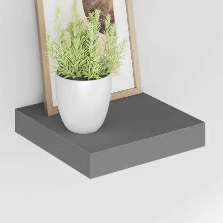 Étagère murale flottante 2 pcs Gris brillant 23x23,5x3,8 cm MDF