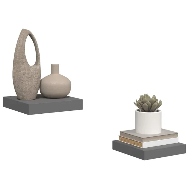 Étagère murale flottante 2 pcs Gris brillant 23x23,5x3,8 cm MDF