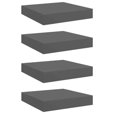 Étagère murale flottante 4 pcs Gris brillant 23x23,5x3,8 cm MDF