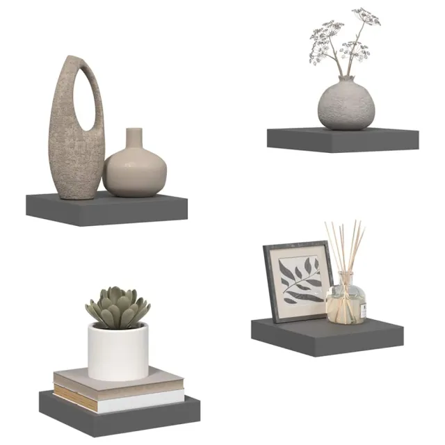 Étagère murale flottante 4 pcs Gris brillant 23x23,5x3,8 cm MDF