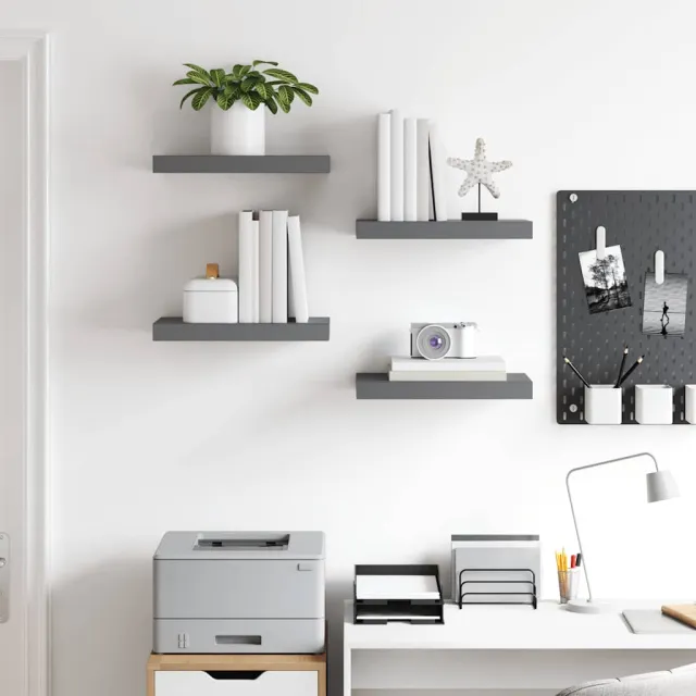Étagère murale flottante 4 pcs Gris brillant 40x23x3,8 cm MDF