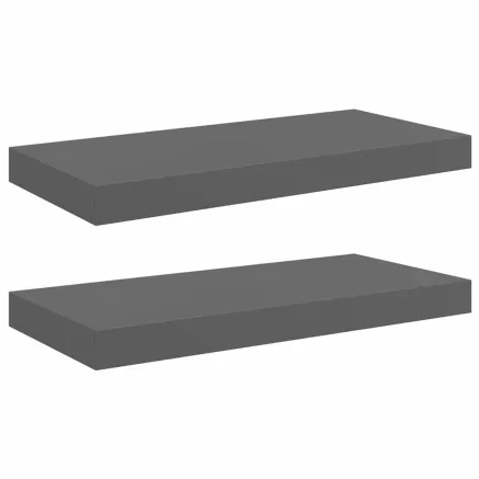 Étagère murale flottante 2 pcs Gris brillant 50x23x3,8 cm MDF 2