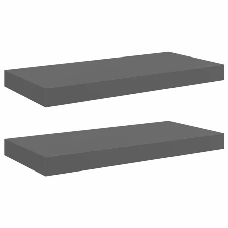 Étagère murale flottante 2 pcs Gris brillant 50x23x3,8 cm MDF