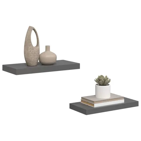 Étagère murale flottante 2 pcs Gris brillant 50x23x3,8 cm MDF