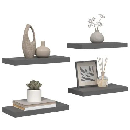 Étagère murale flottante 4 pcs Gris brillant 50x23x3,8 cm MDF