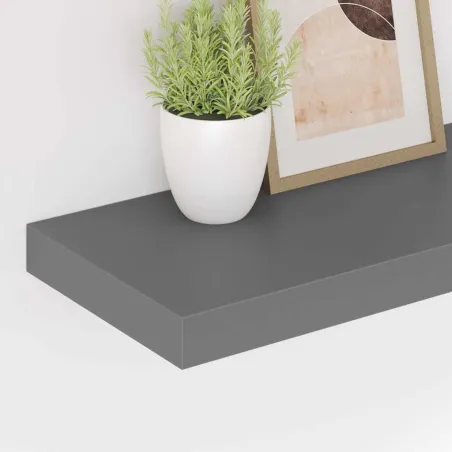 Étagère murale flottante Gris brillant 60x23,5x3,8 cm MDF