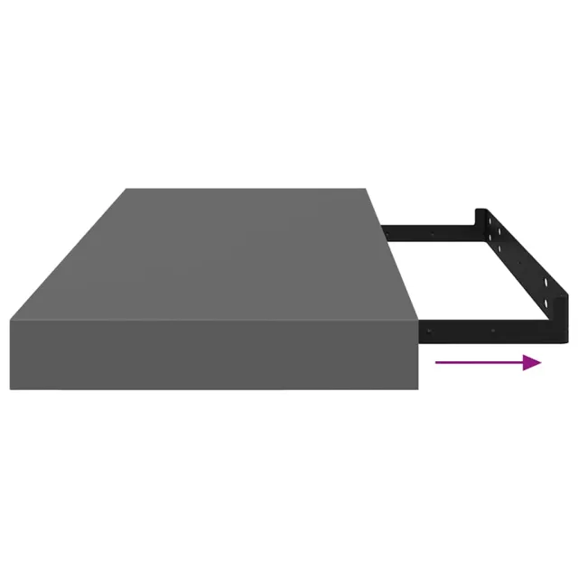 Étagère murale flottante Gris brillant 60x23,5x3,8 cm MDF