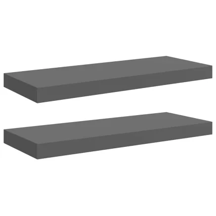Étagère murale flottante 2 pcs Gris brillant 60x23,5x3,8 cm MDF 2
