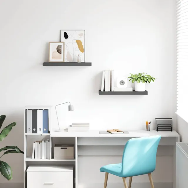 Étagère murale flottante 2 pcs Gris brillant 60x23,5x3,8 cm MDF