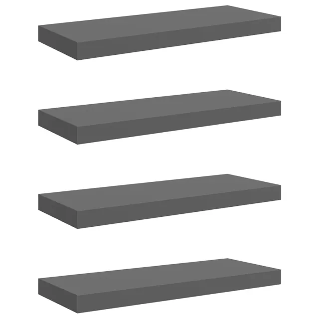 Étagère murale flottante 4 pcs Gris brillant 60x23,5x3,8 cm MDF