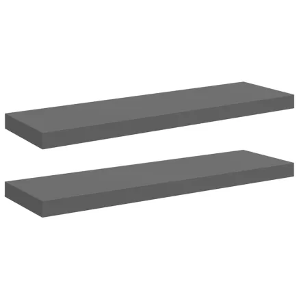 Étagère murale flottante 2 pcs Gris brillant 80x23,5x3,8 cm MDF 2