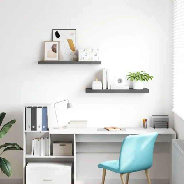 Étagère murale flottante 2 pcs Gris brillant 80x23,5x3,8 cm MDF